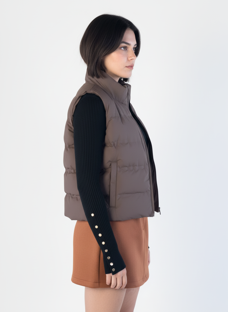 Chaleco capitoneado cafe