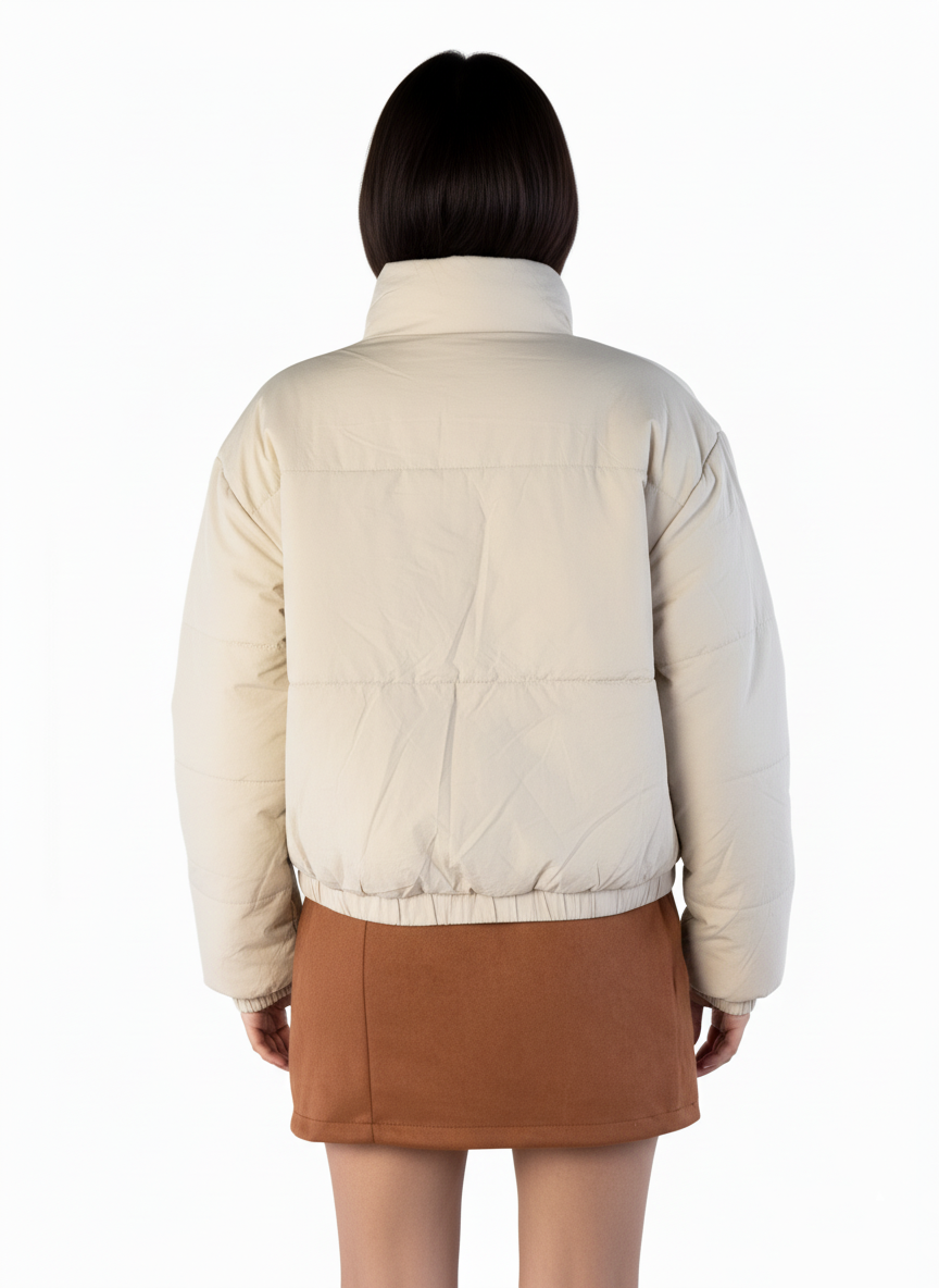 Chamarra beige de doble vista (lisa y animal print)