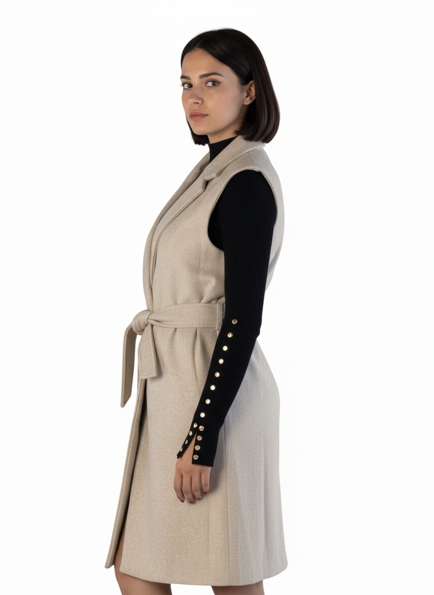 Chaleco beige con cinturón calientito