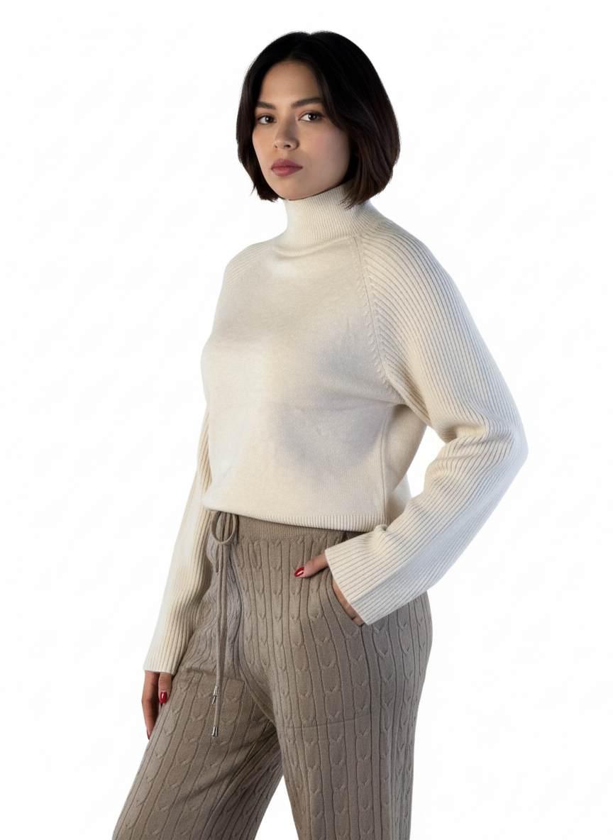 Suéter beige acanalado