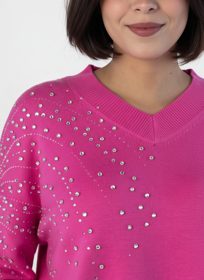 Suéter rosa con brillos