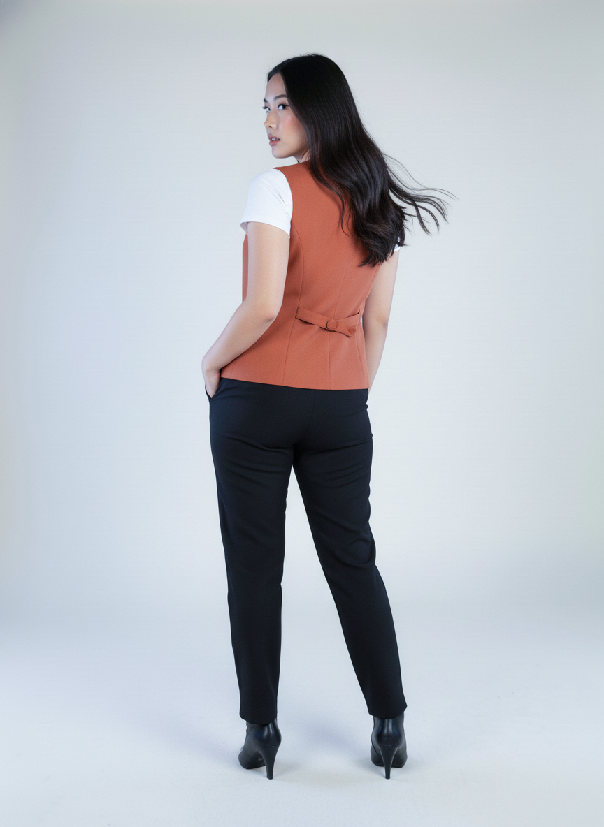 Chaleco naranja de vestir abotonado