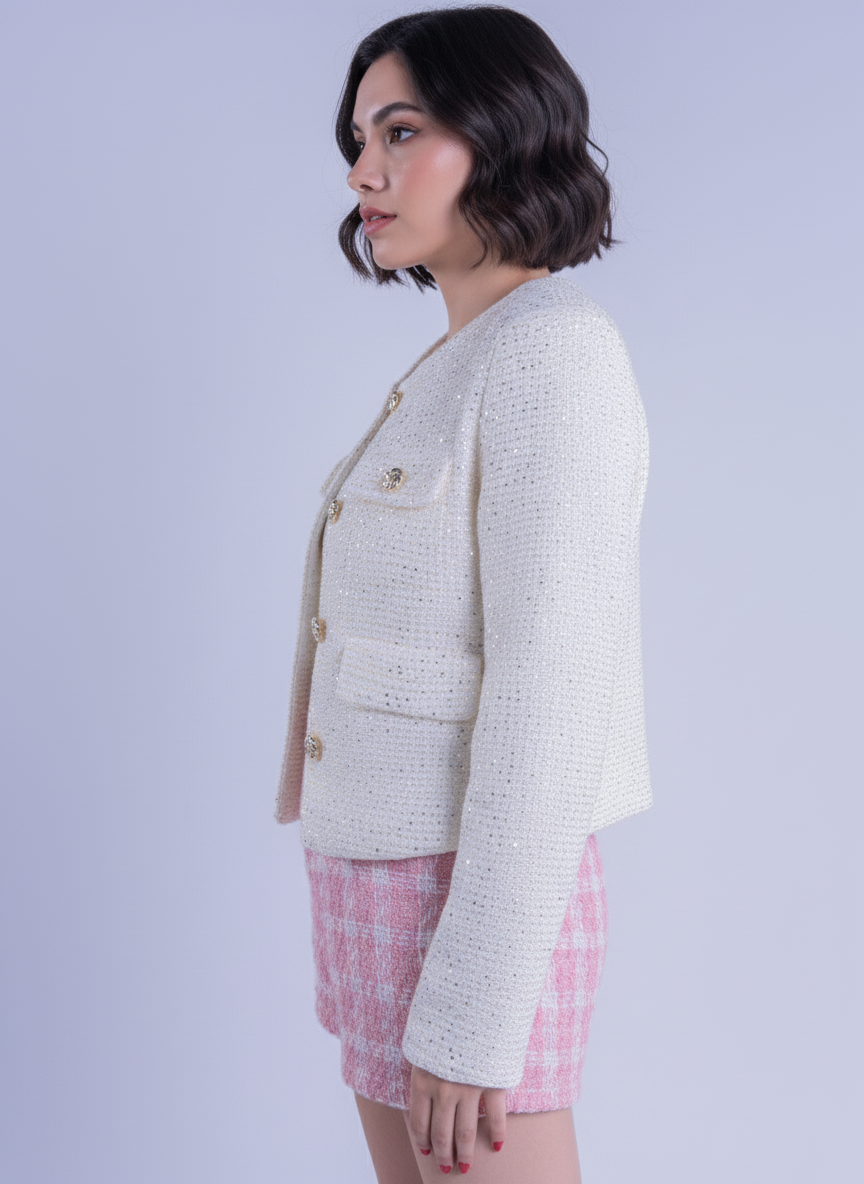 Saco brilloso abotonado