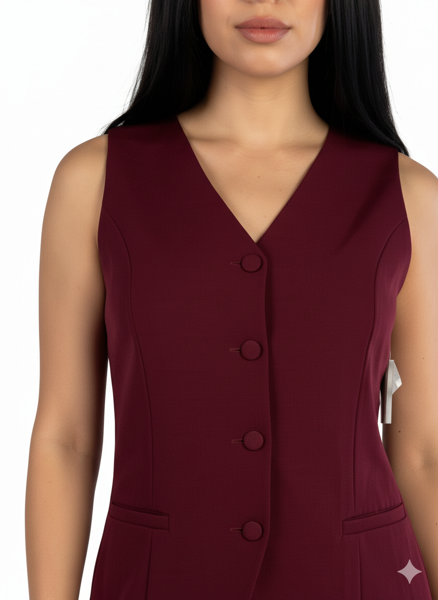 Conjunto guinda de dos piezas: Chaleco y Pantalón de vestir