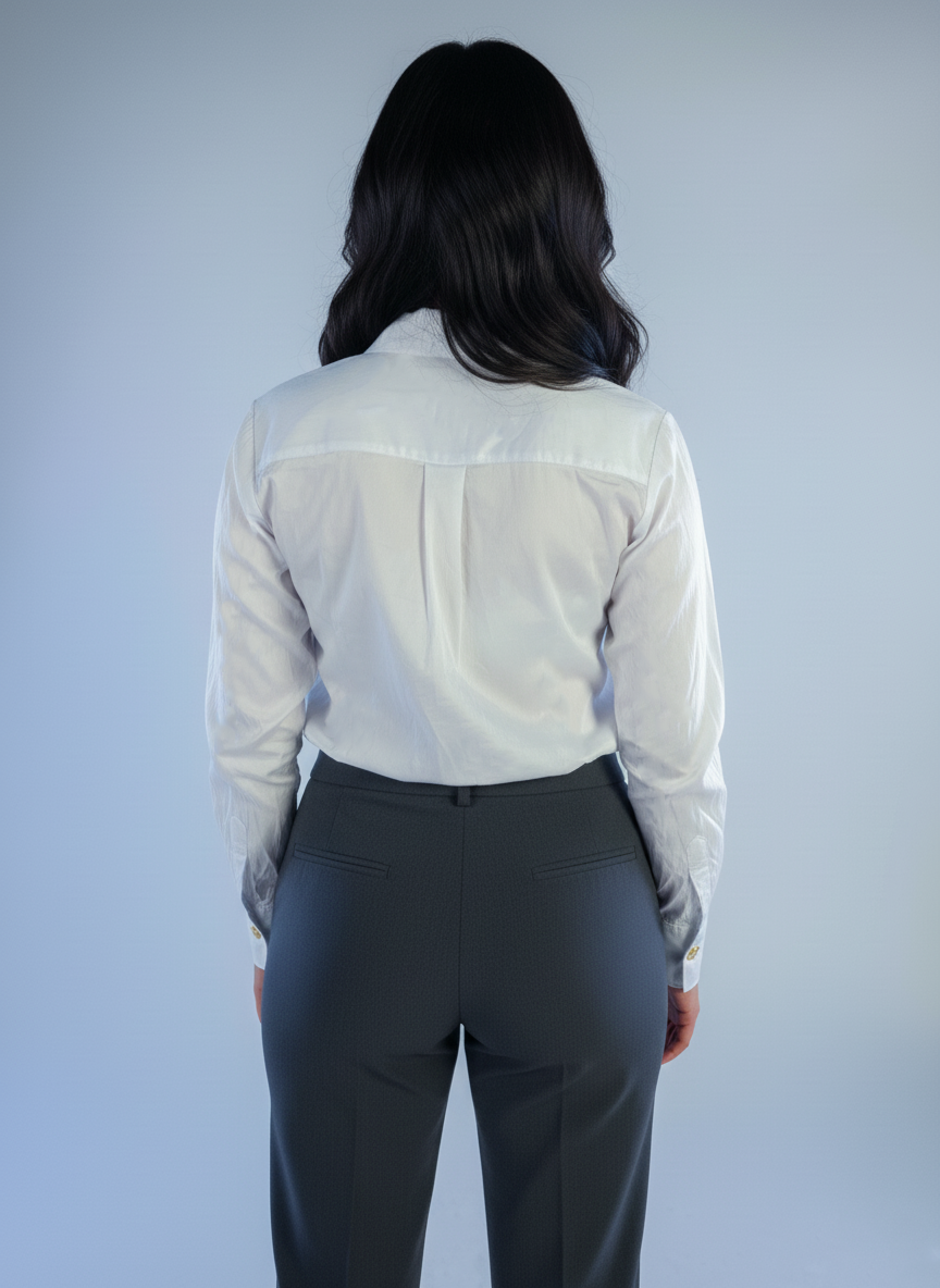 Blusa blanca con botones dorados de vestir