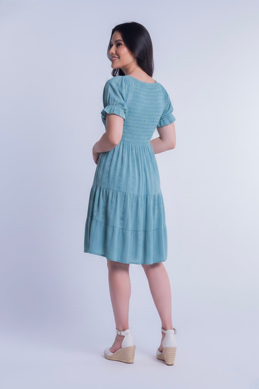 Vestido acqua con elástico en pecho