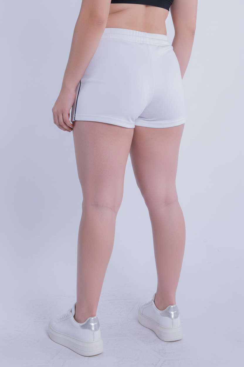 Short blanco deportivo blanco con rayas laterales