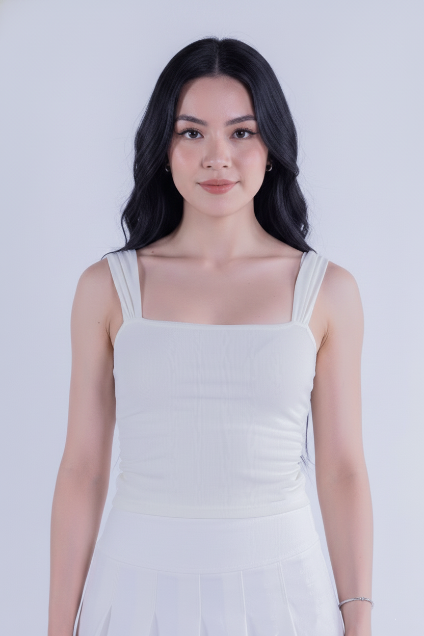 Blusa de tirantes mesh beige
