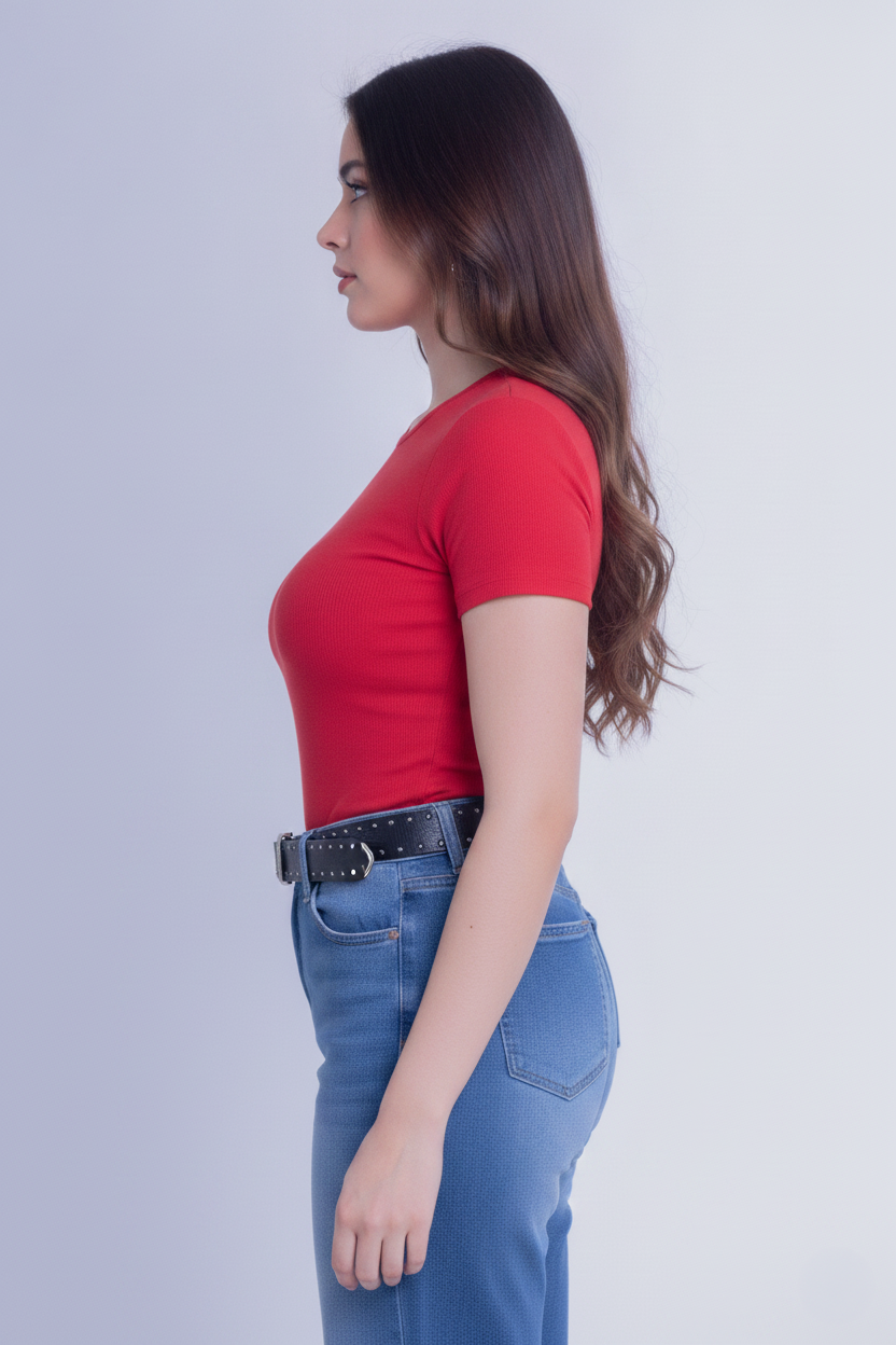 Crop top rojo cuello redondo