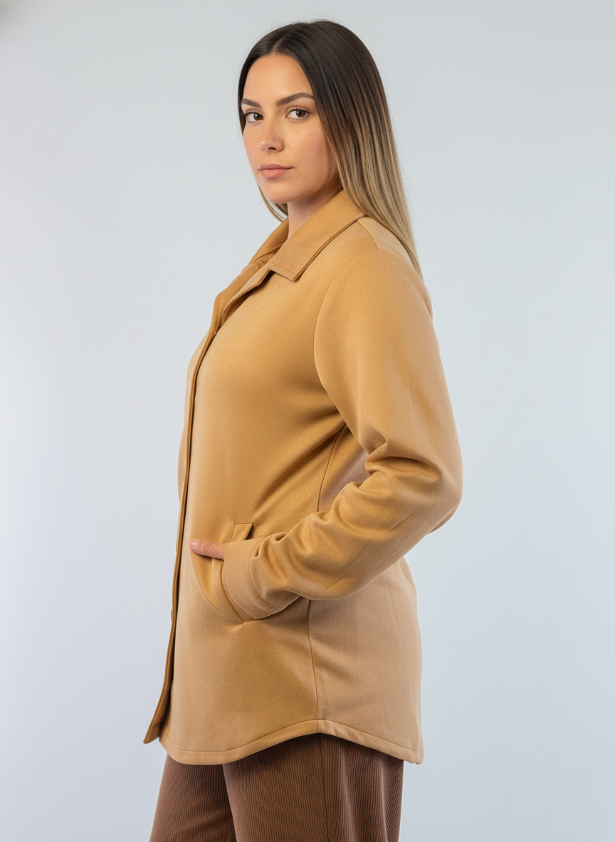 Blusa cafe abotonada tipo camisola