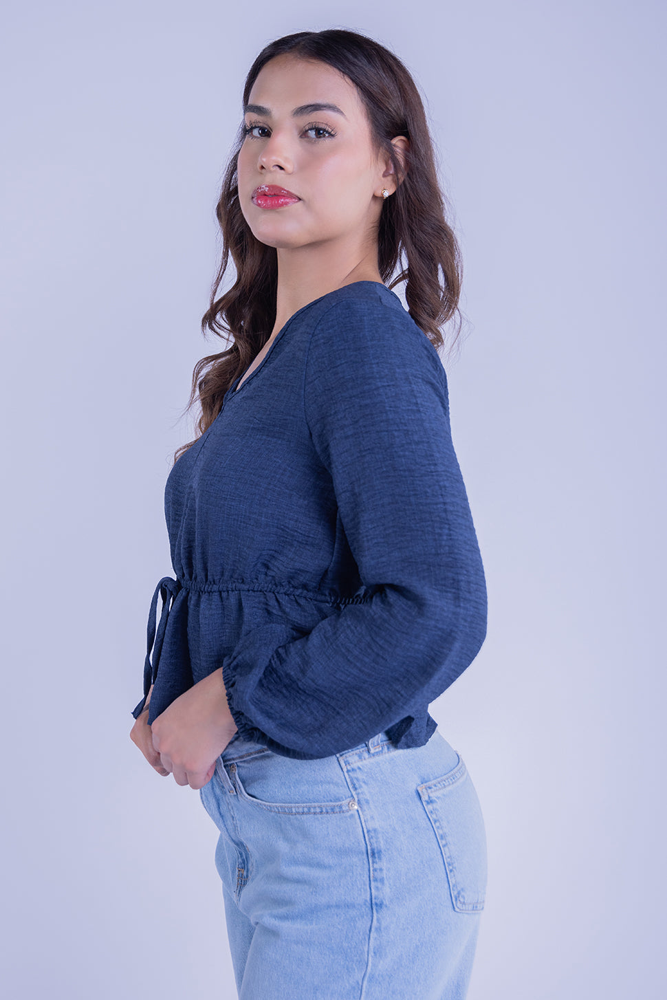 Top con amarre de manga larga