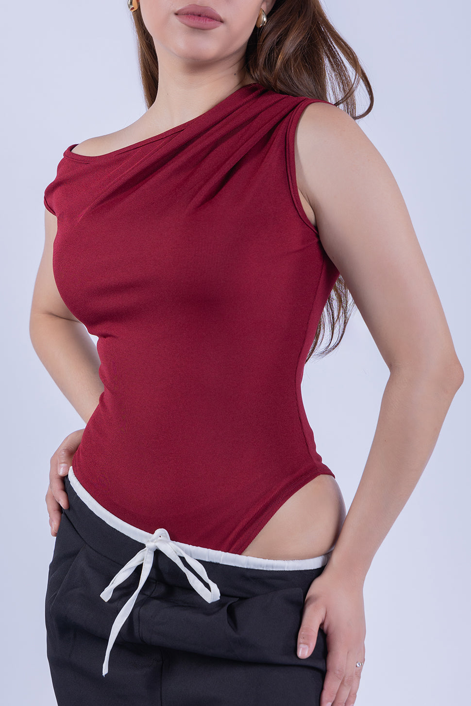 Pantiblusa con hombro plisado