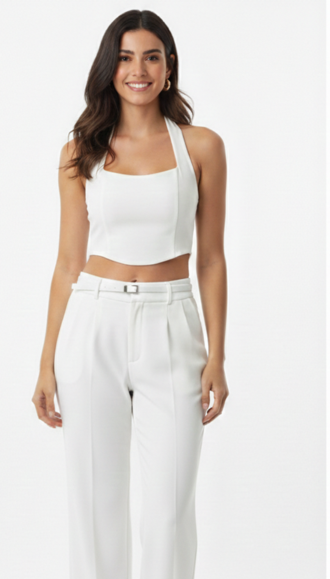 Conjunto blanco de top y pantalon recto