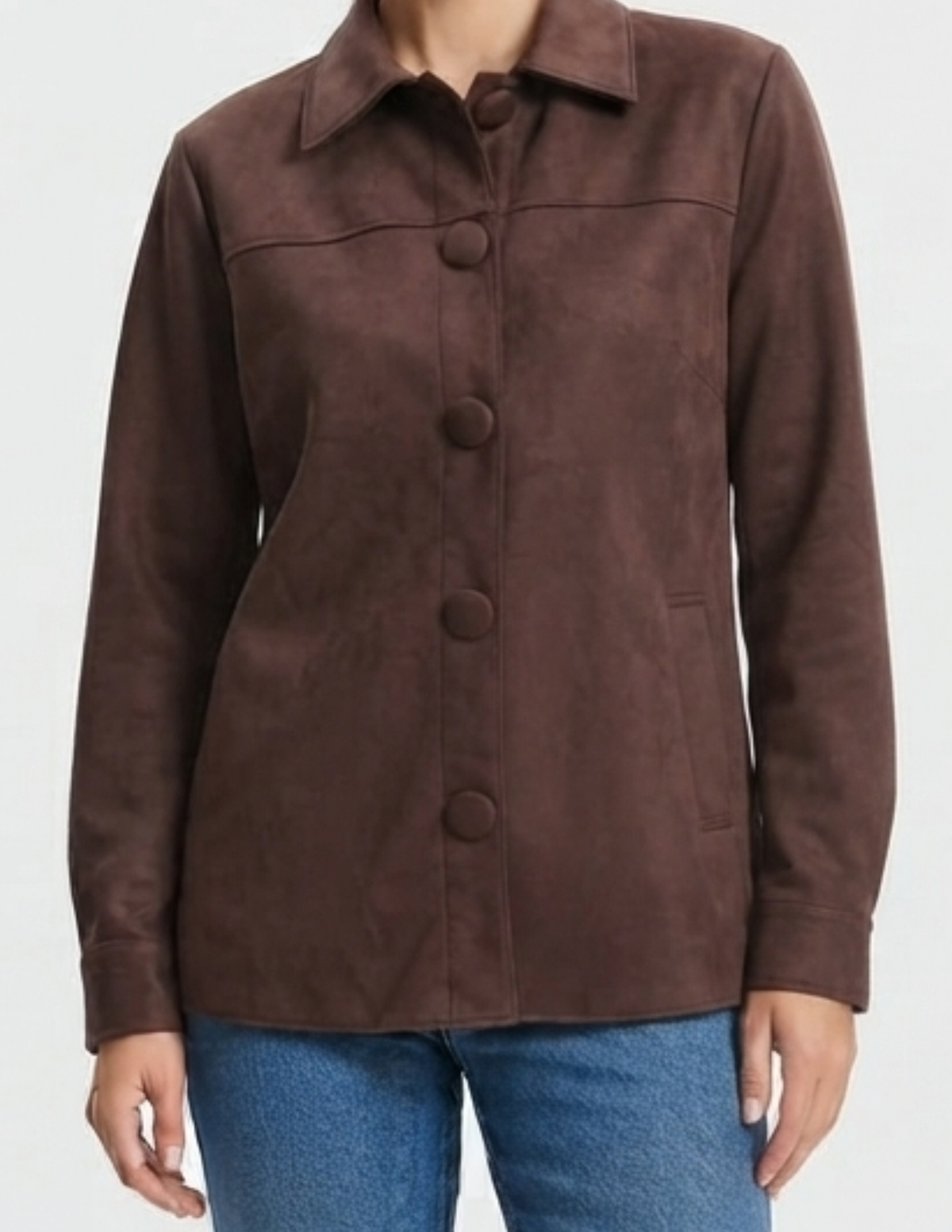 Camisola de gamuza abotonada cafe
