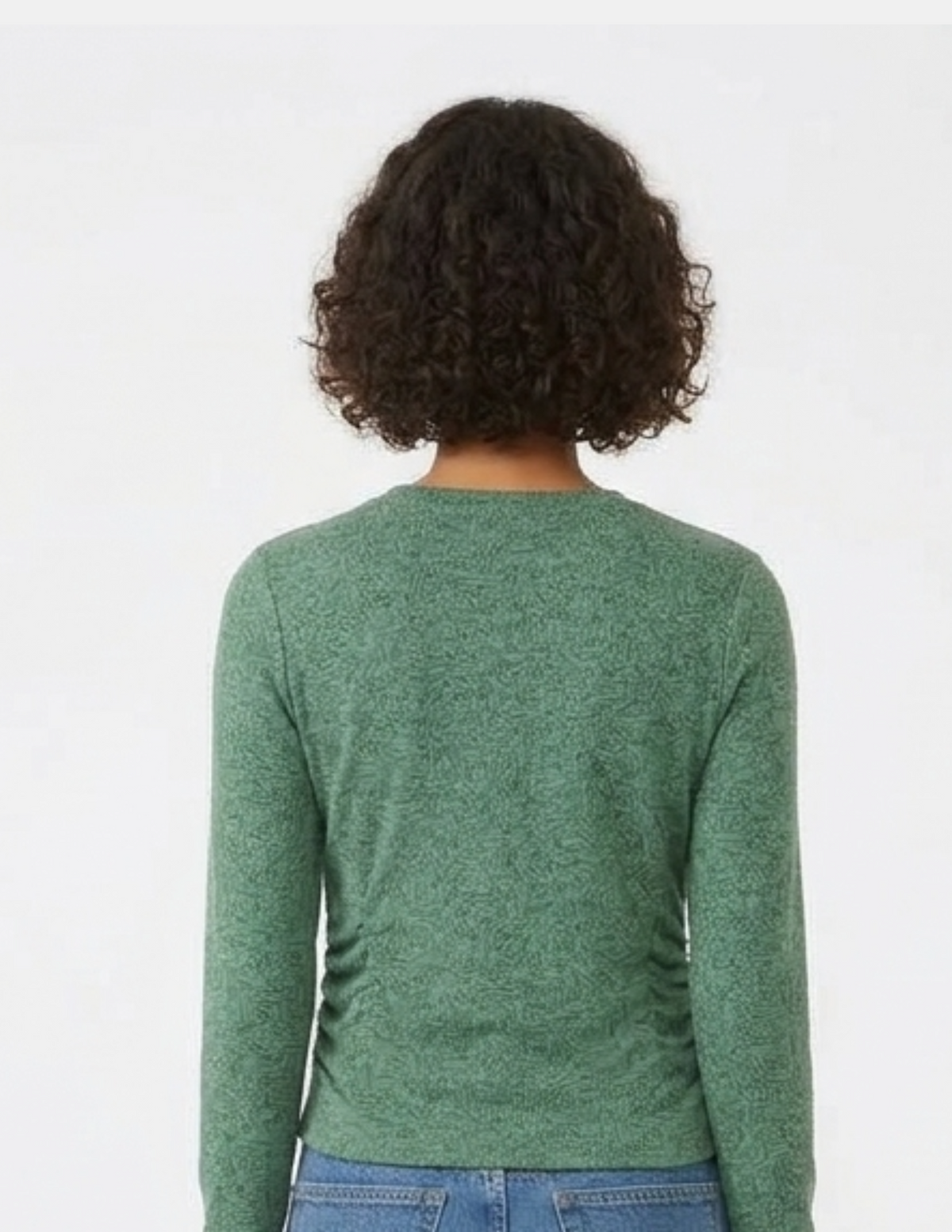 Blusa acanalada cuello redondo con plisados laterales