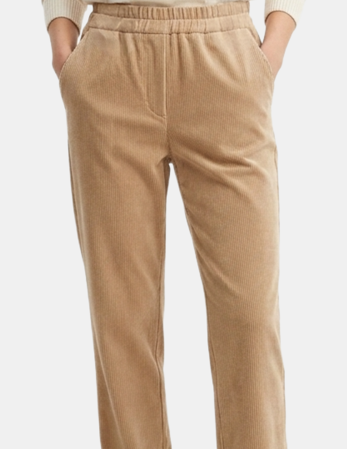 Pantalón de gamuza beige acanalado
