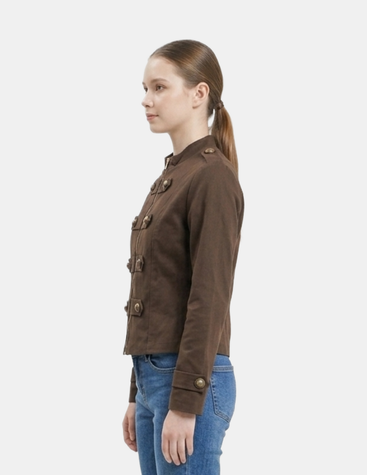 Saco cafe estilo napoleon con zipper