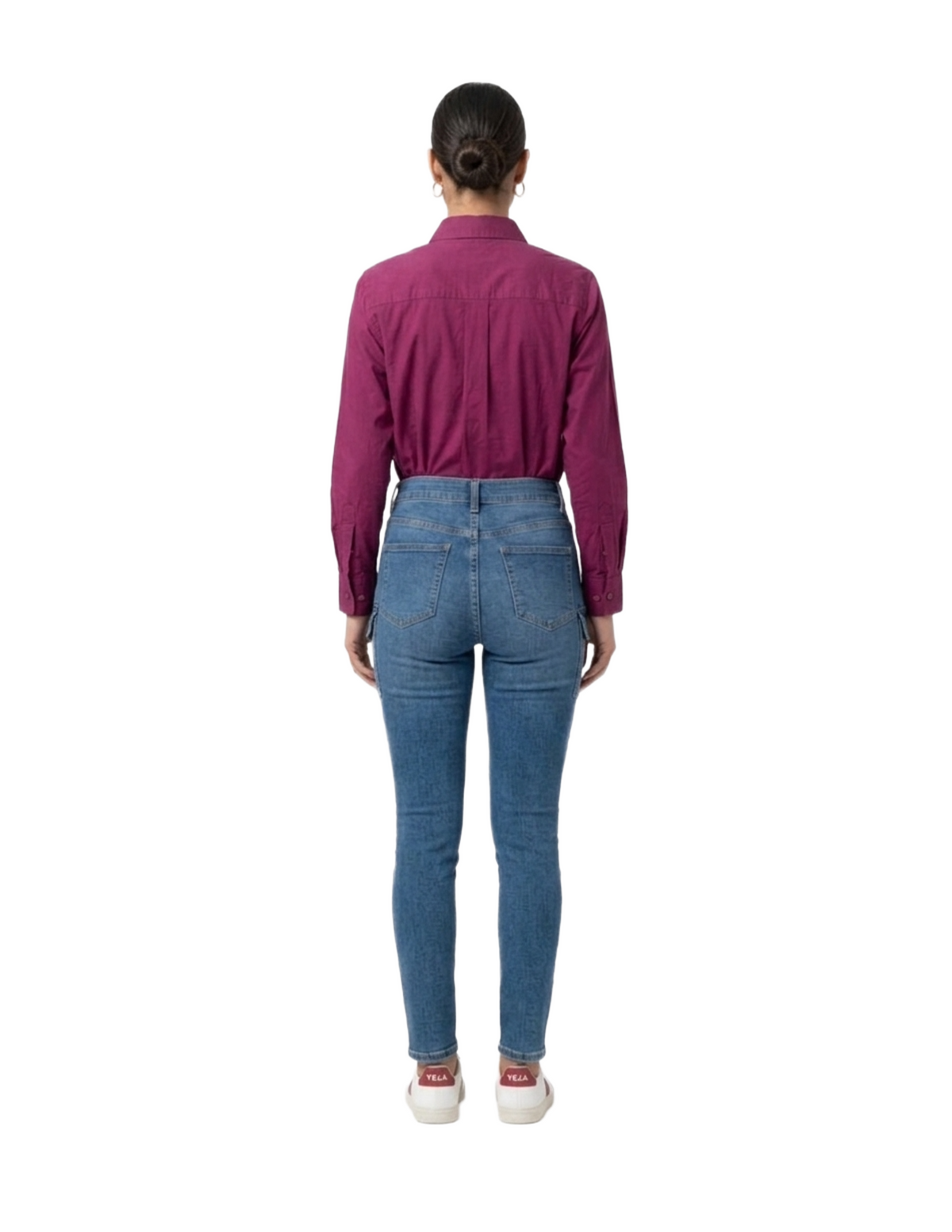 Blusa guinda estilo crop top con elástico plisado en cintura