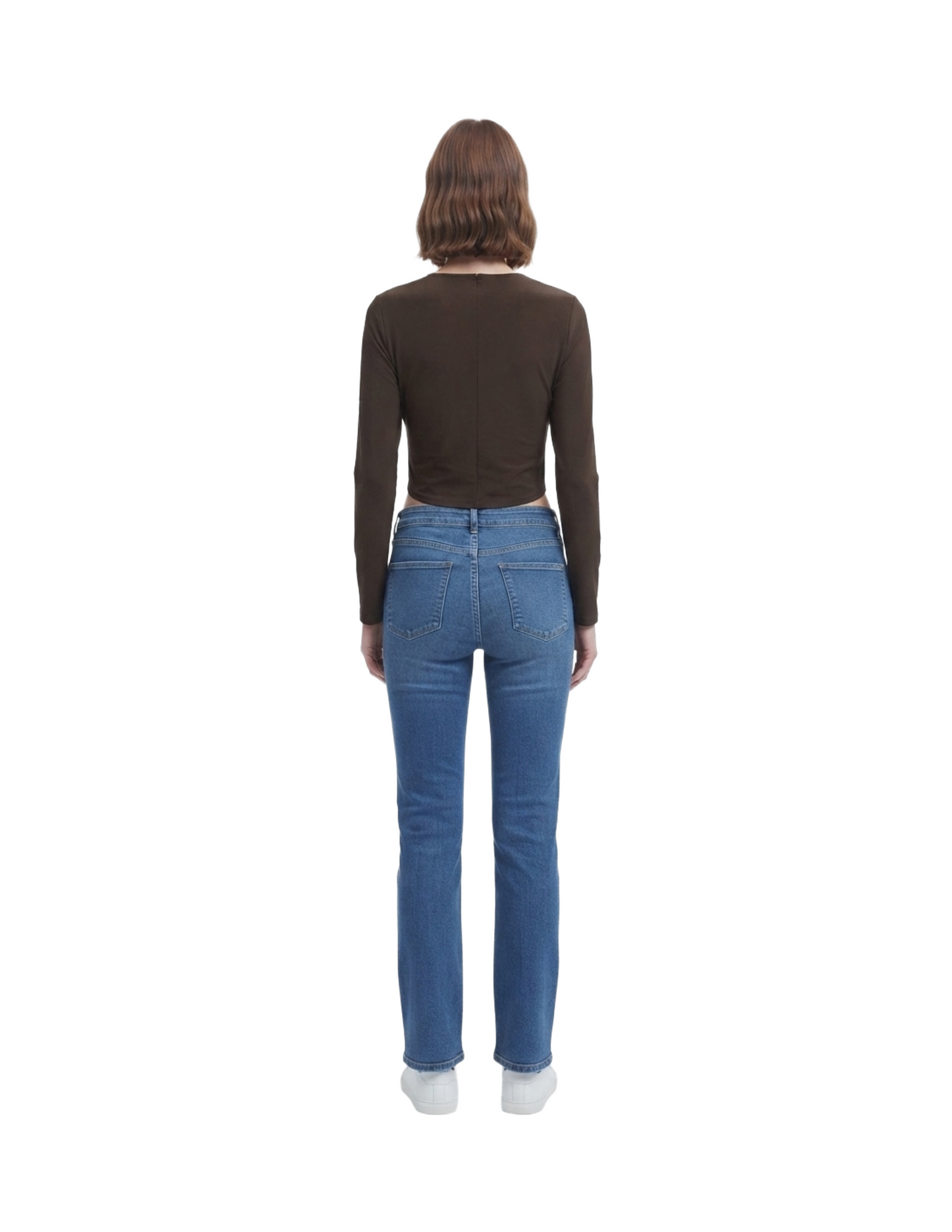 Blusa cafe satinada con cuello holgando manga larga plisados laterales
