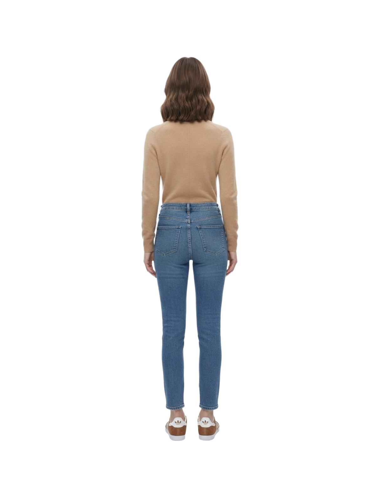 Suéter beige cuello alto manga larga ligero