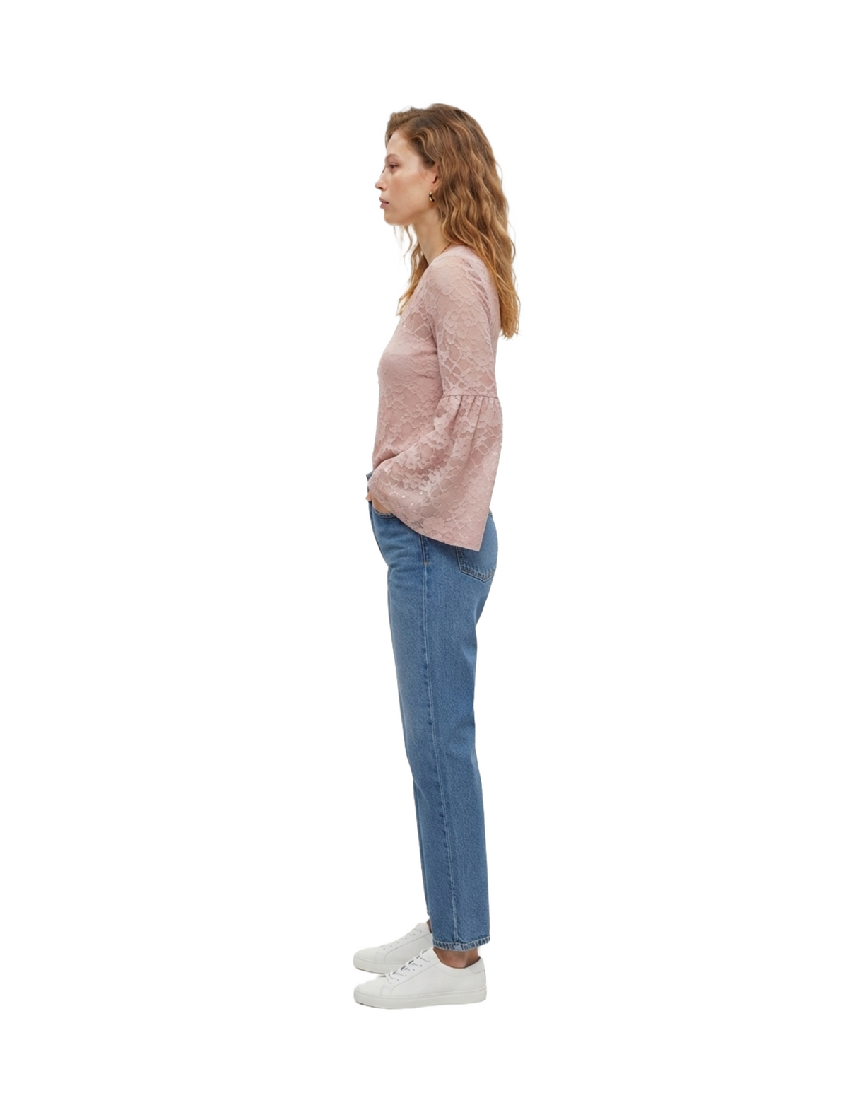 Blusa mesh rosa con mangas de murcielago