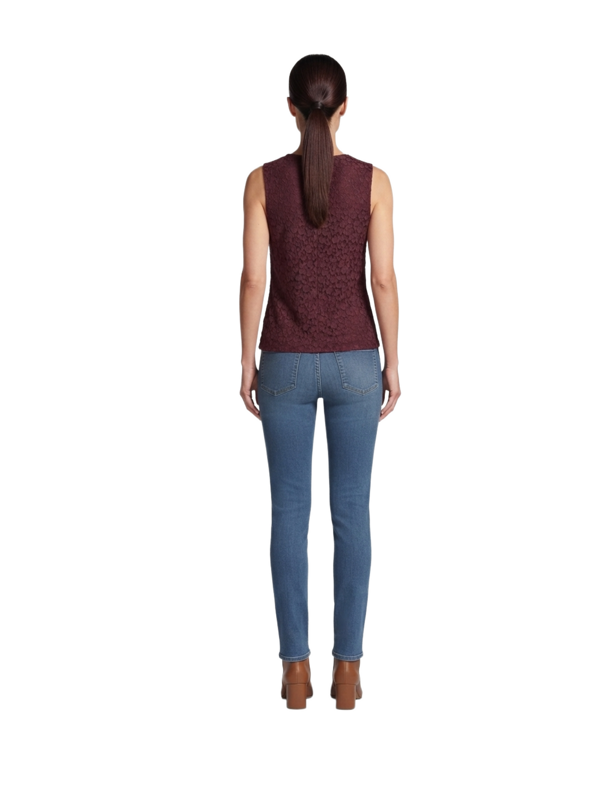 Blusa MESH guinda de encaje