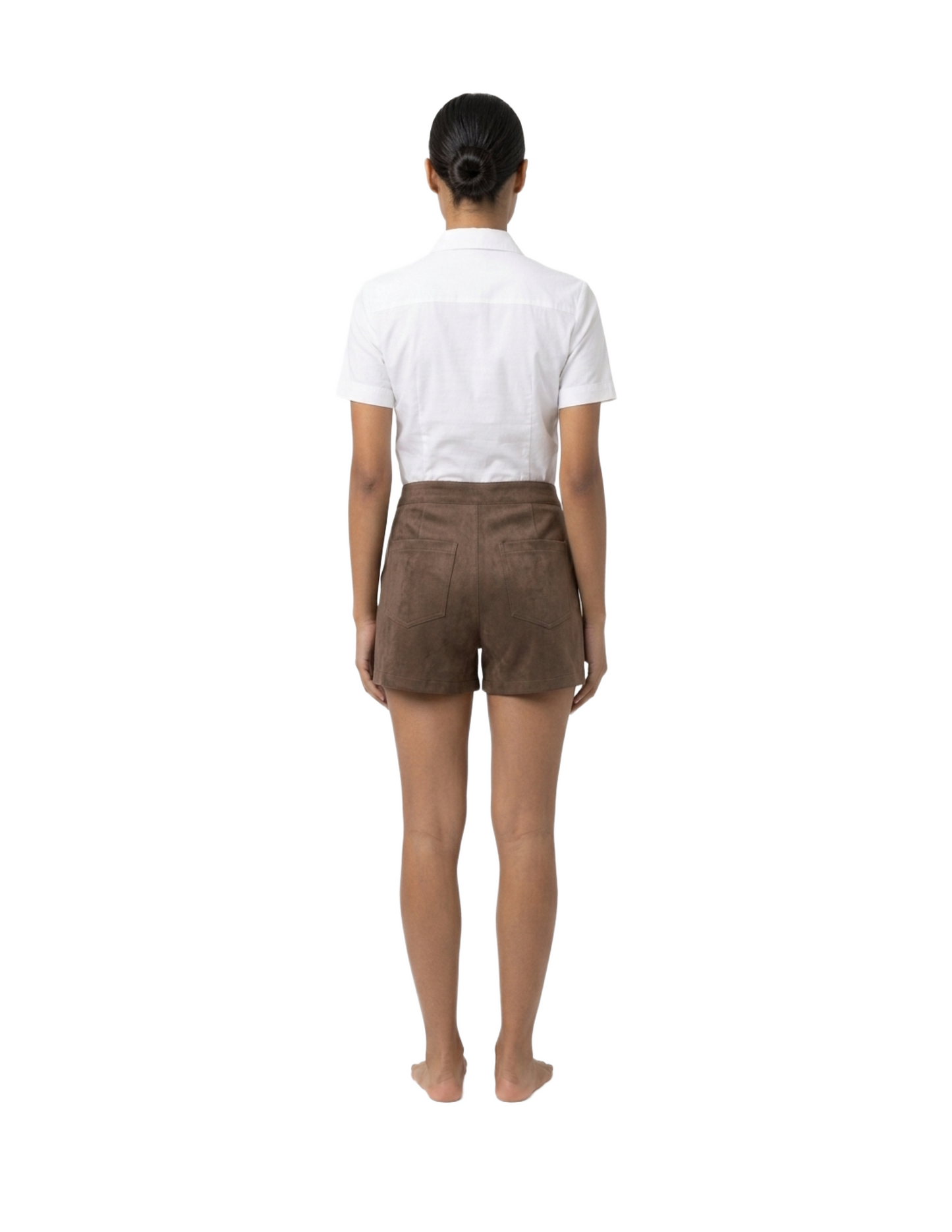 Falda short de gamuza cafe