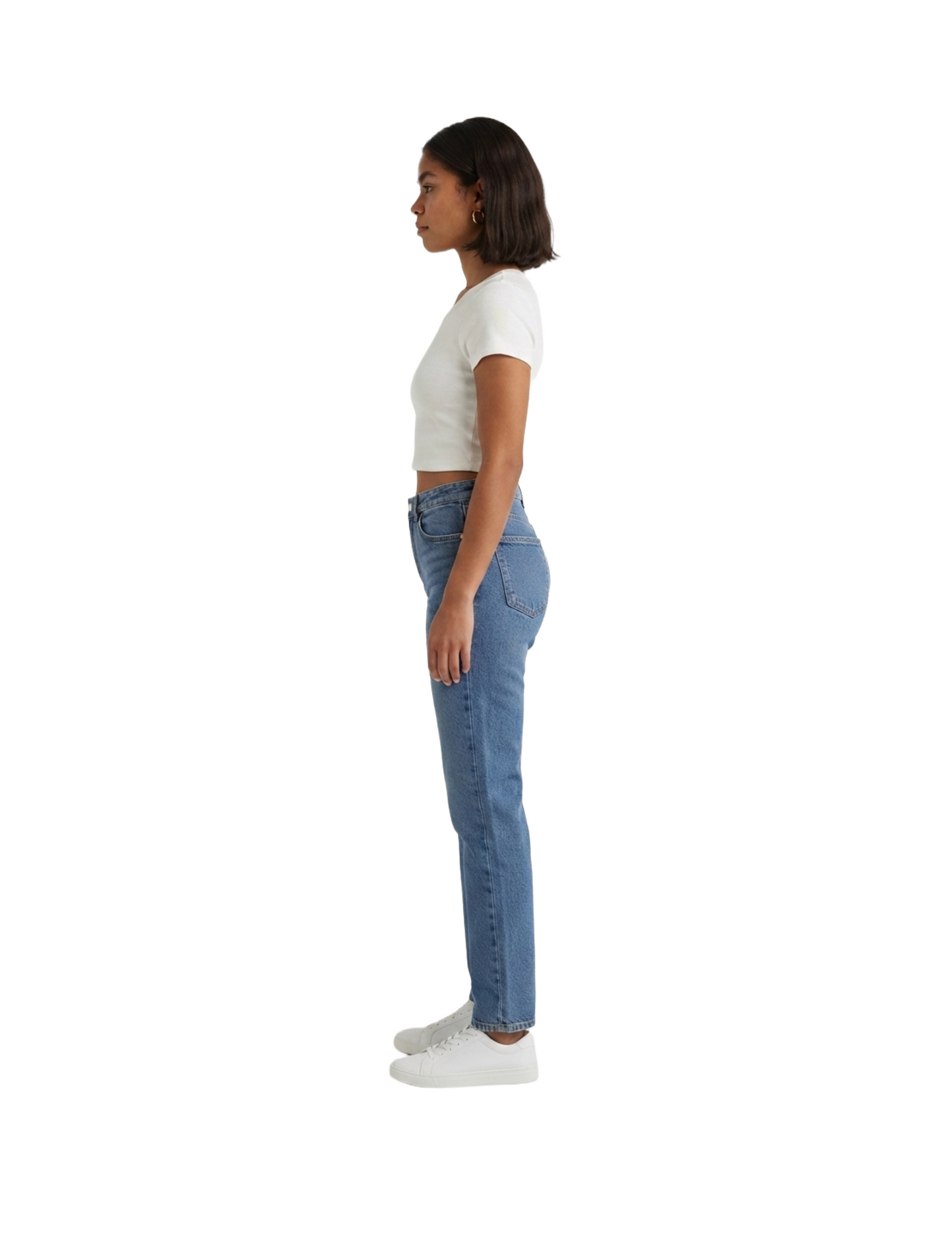 Crop top blanco básico manga corta