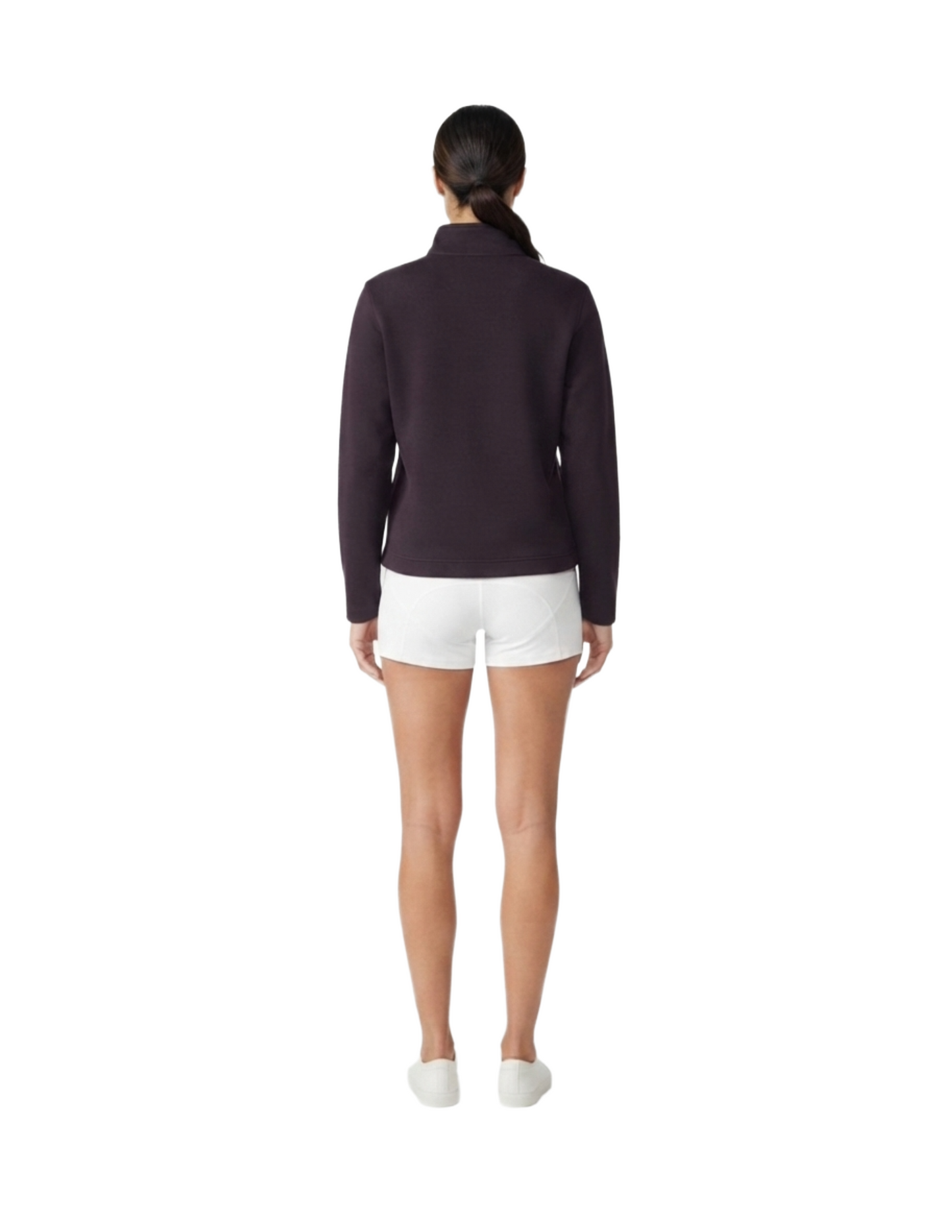 Sudadera morada de medio zipper con ajuste en cintura