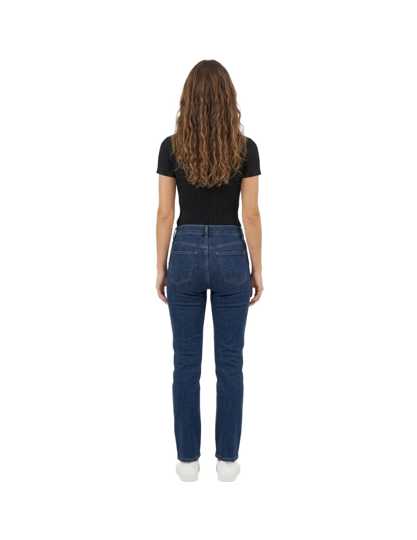 Blusa negra acanalada cuello redondo