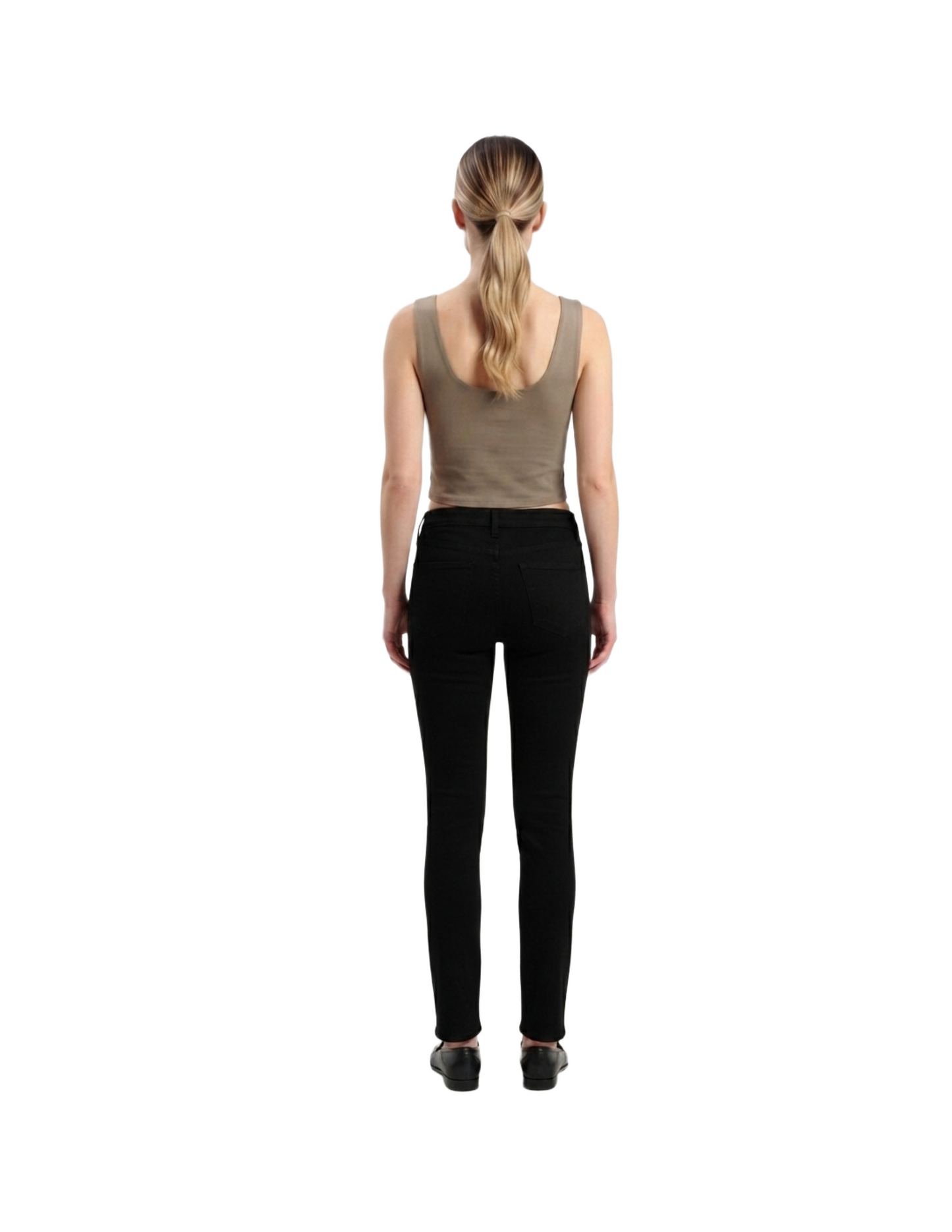 Crop top cuello en V color cafe