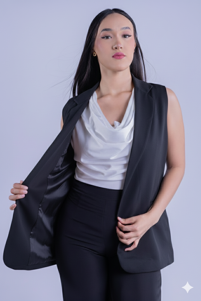 Chaleco abierto con solapa