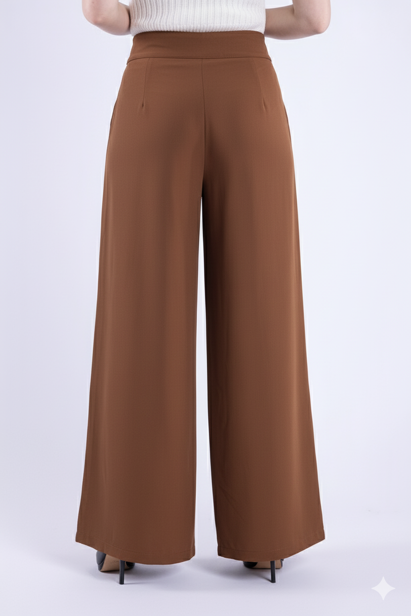 Pantalón cafe acampanado tipo palazo