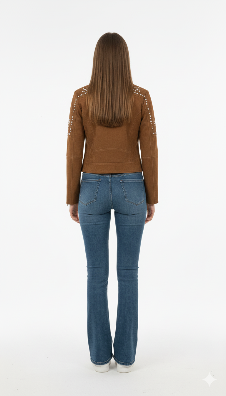 Chamara de terciopelo con detalle de brillos en hombro y cuello