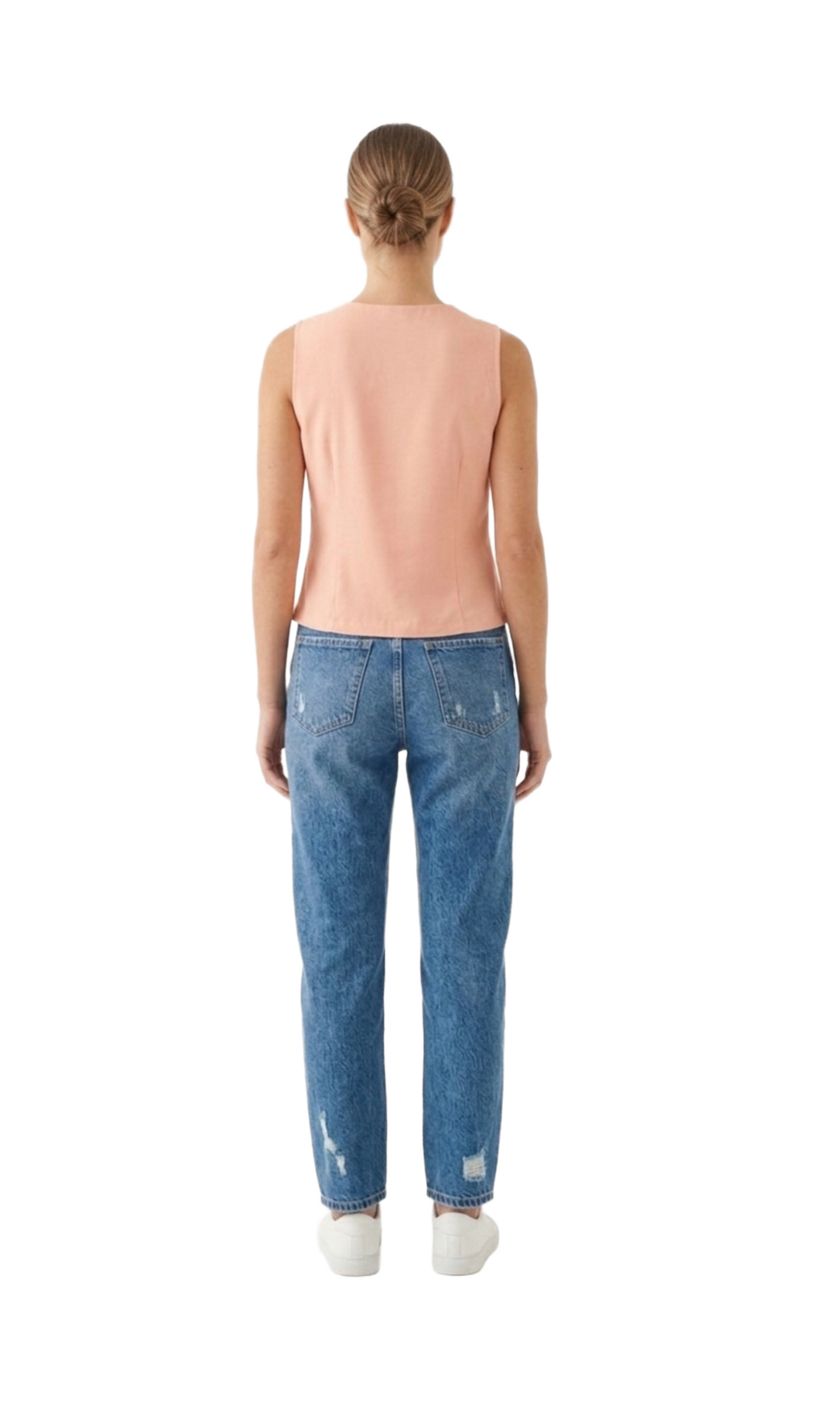 Blusa salmon con detalle de moños al frente