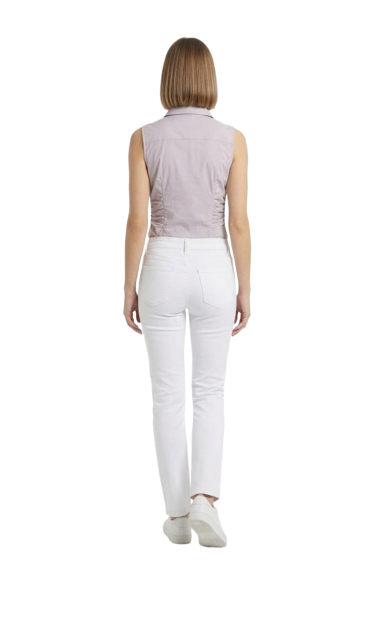 Blusa rosa con detalles de plisado tipo camisera sin mangas
