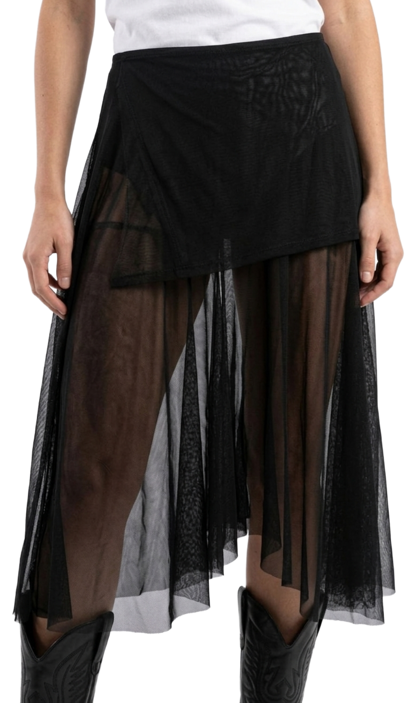 Falda negra tipo mesh