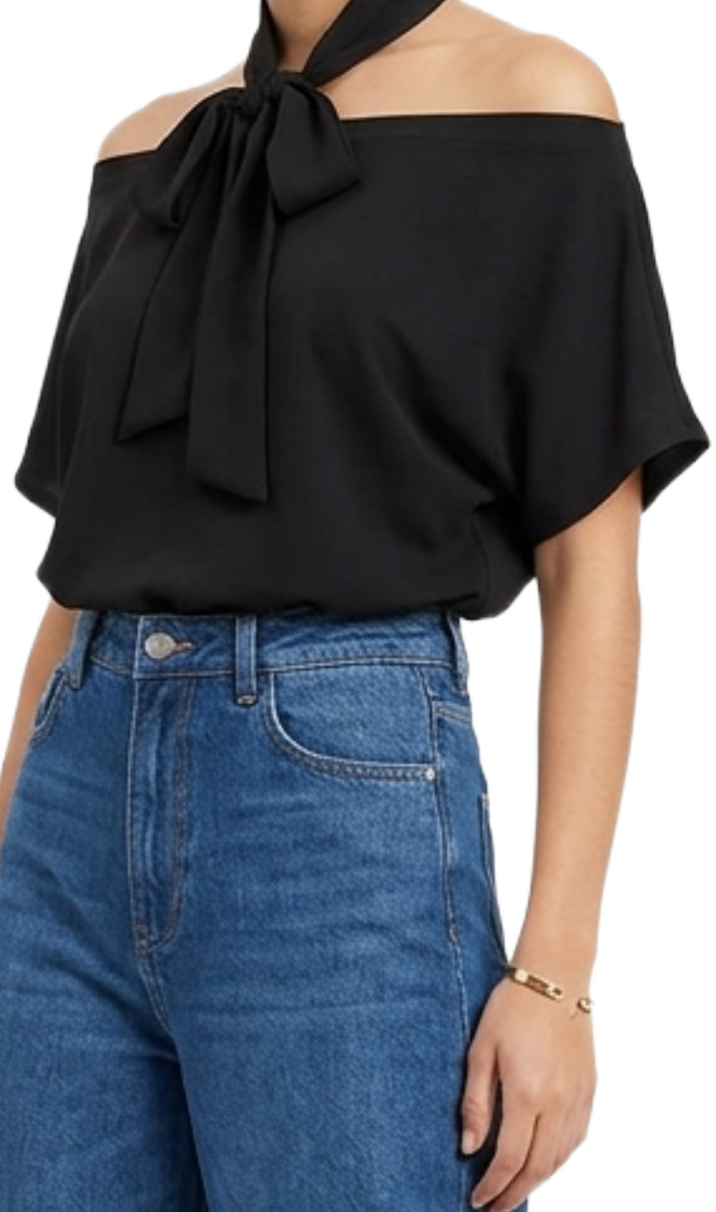 Blusa negra con amarre en cuello