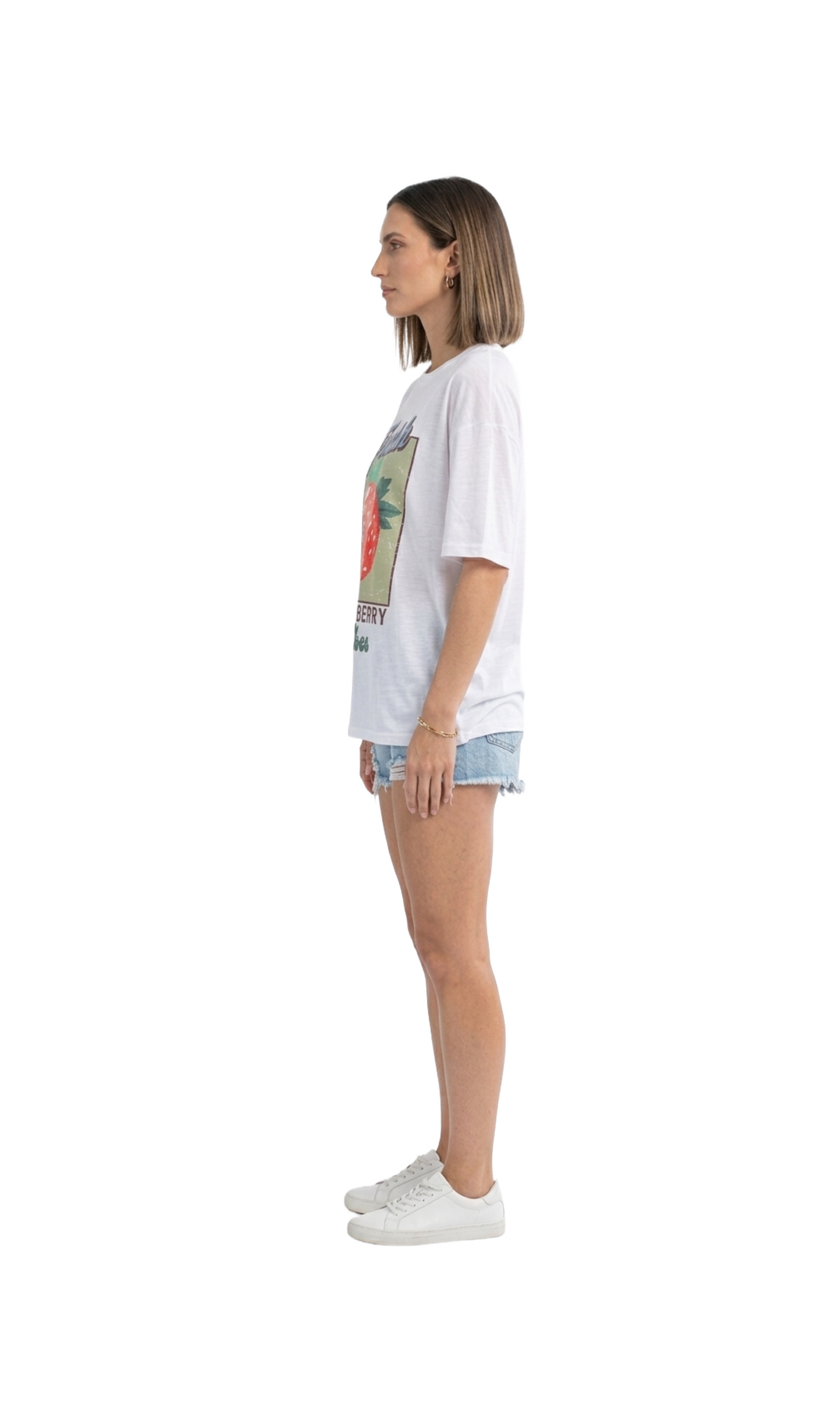 Blusa blanca oversize con estampado de serigrafia