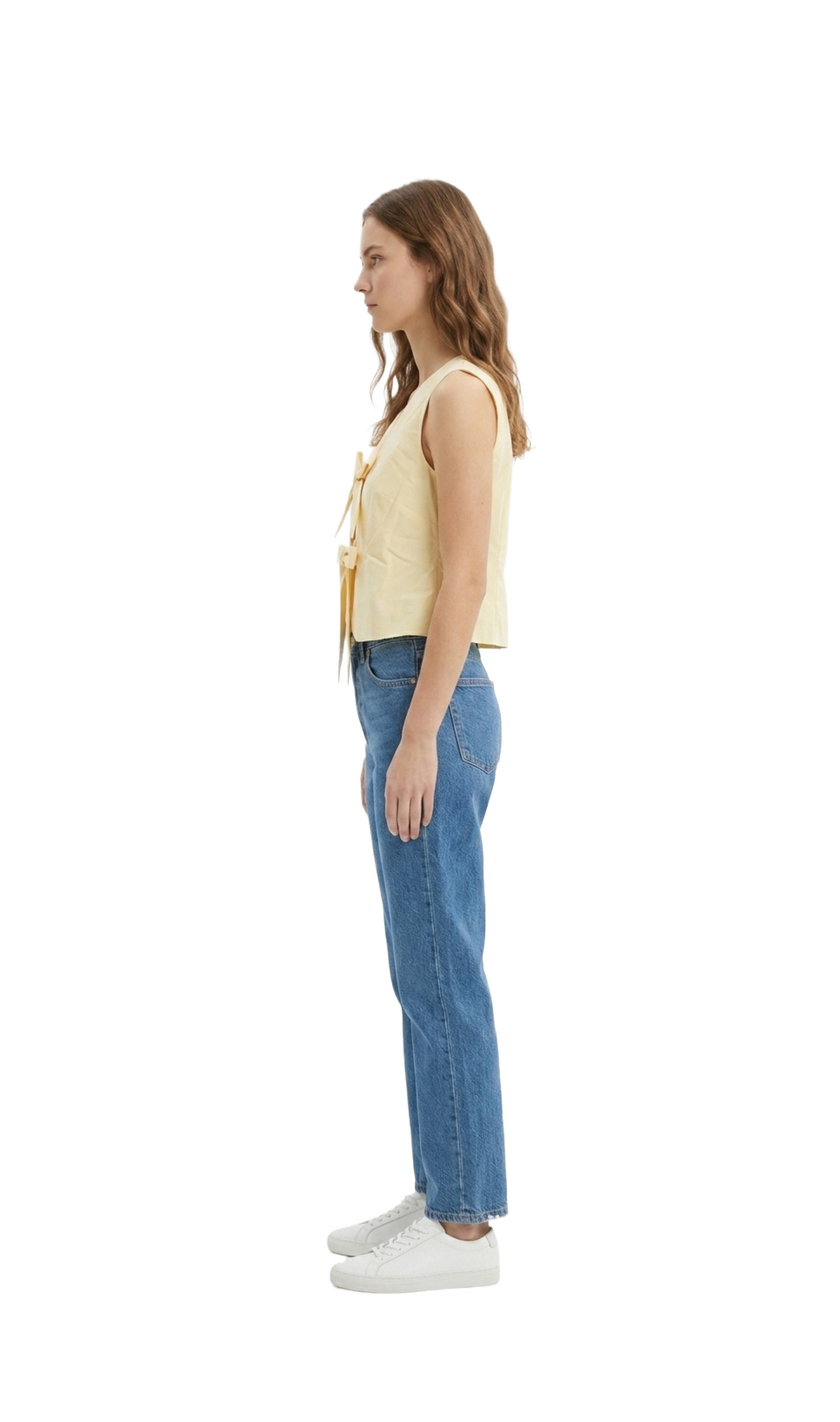Blusa amarilla con amarres al frente