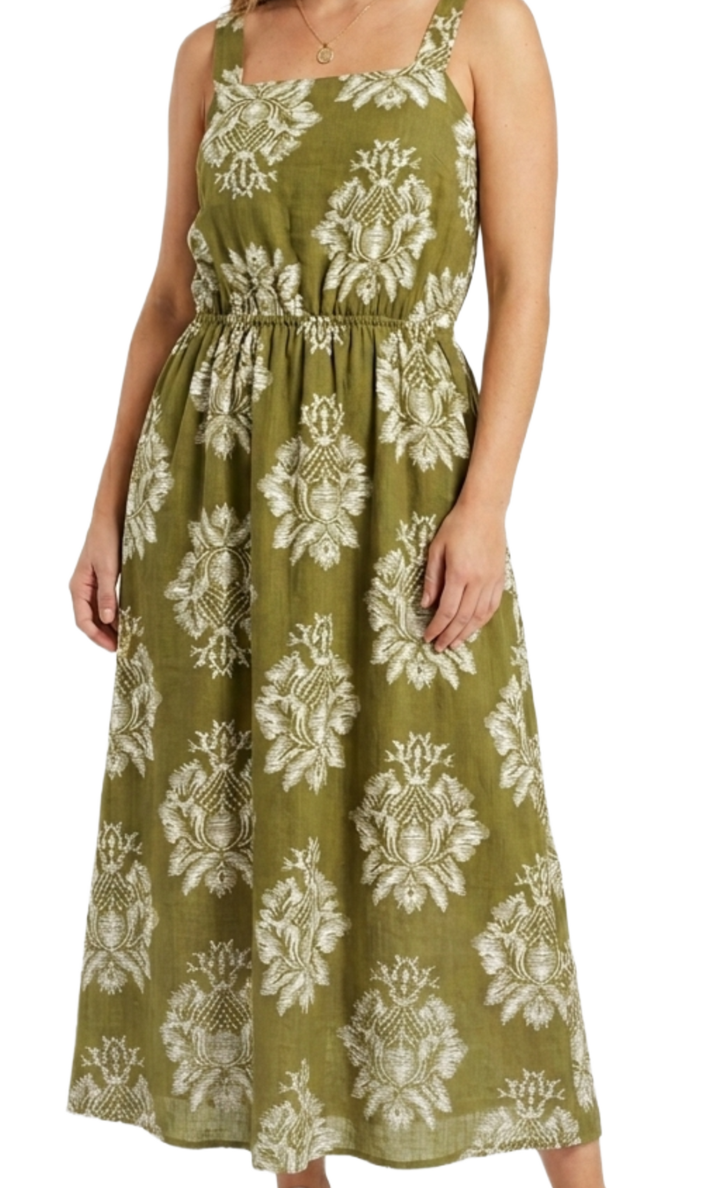 Vestido verde floreado de tirantes economico