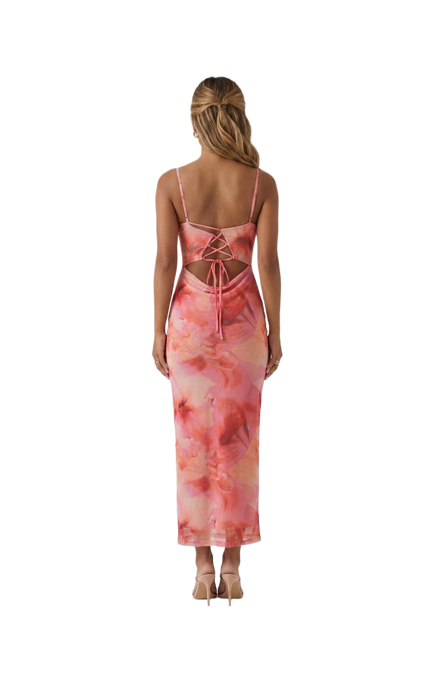 Vestido de tirantes beteado con espalda escotada