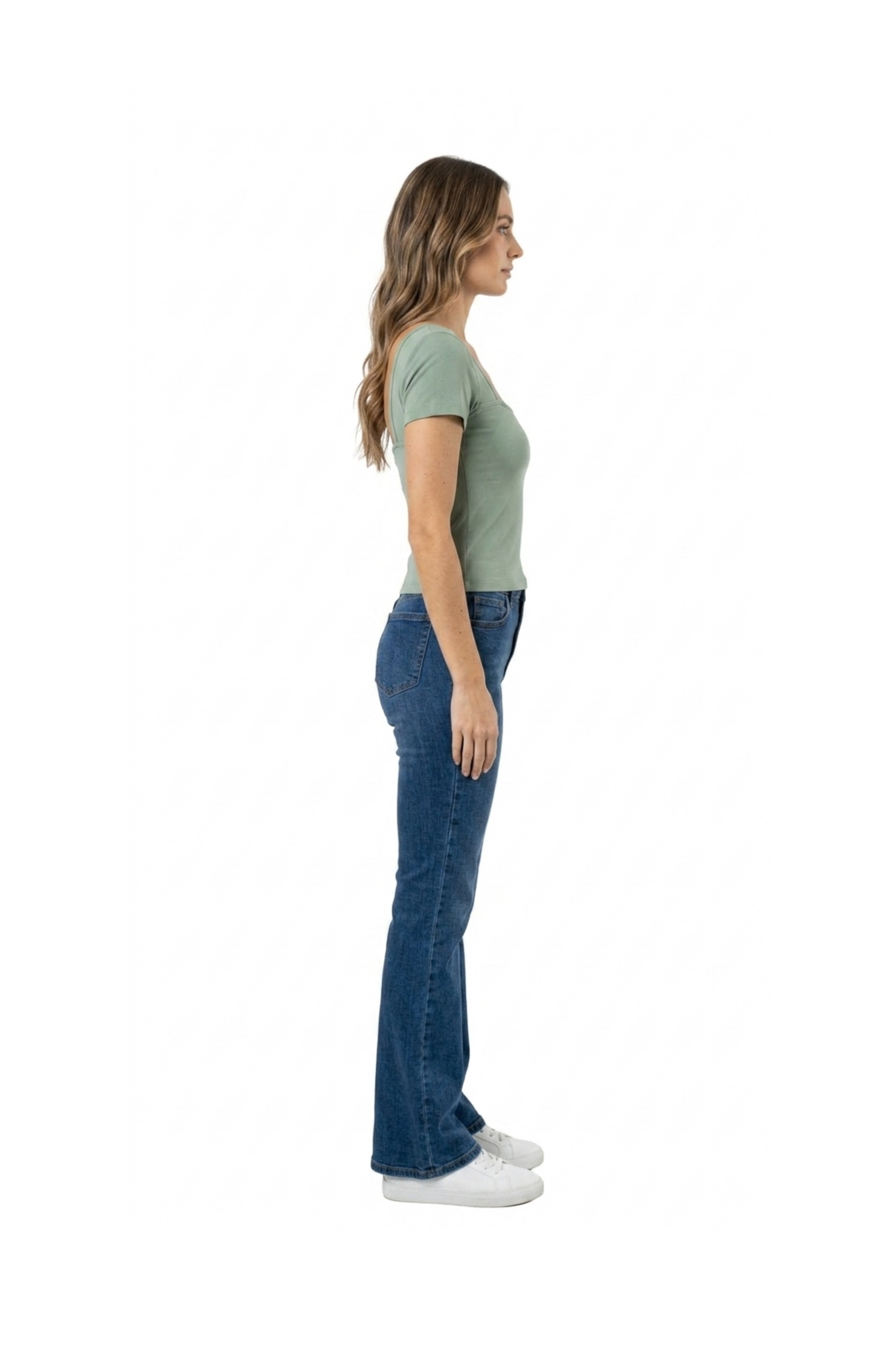 Blusa verde con escote cuadrado en espalda acanalada