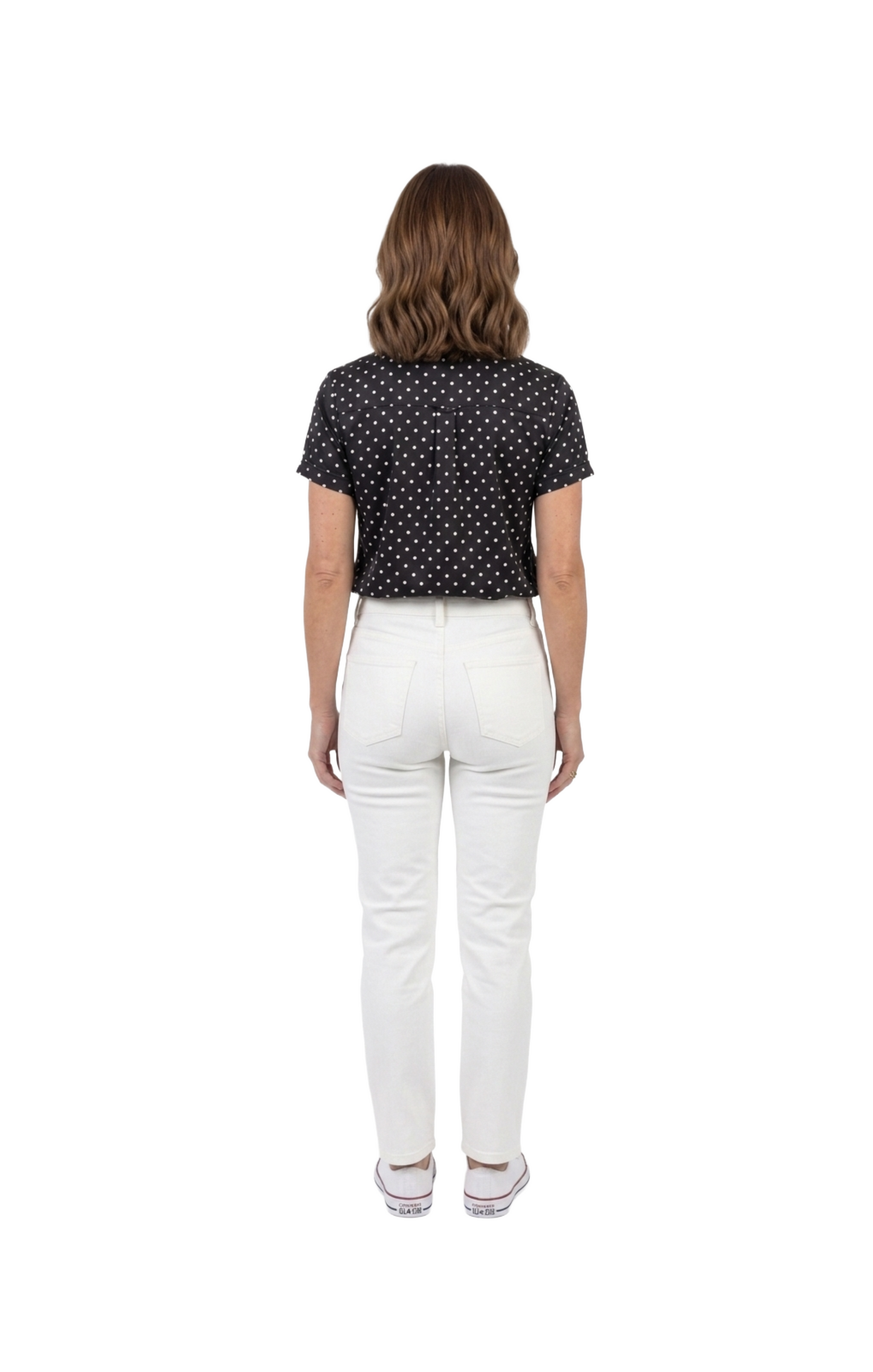 Blusa negra abotonada estampado de puntos