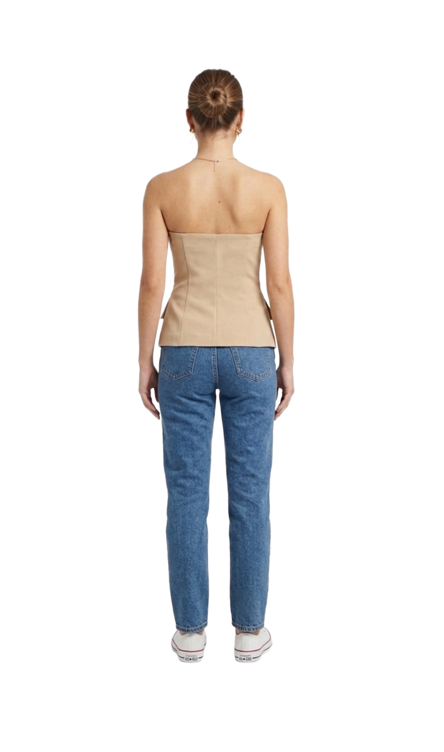 Strapple beige con botones dorados curvos