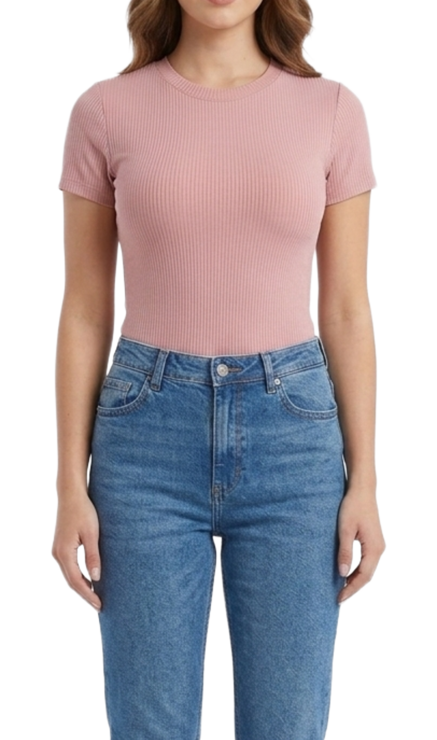 Top cuello redondo acanalado