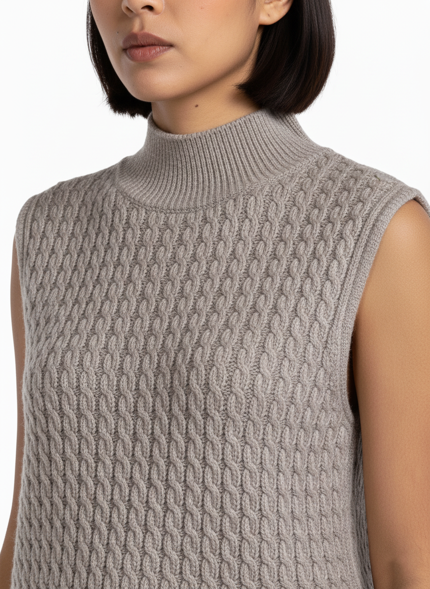 Chaleco gris tipo tejido