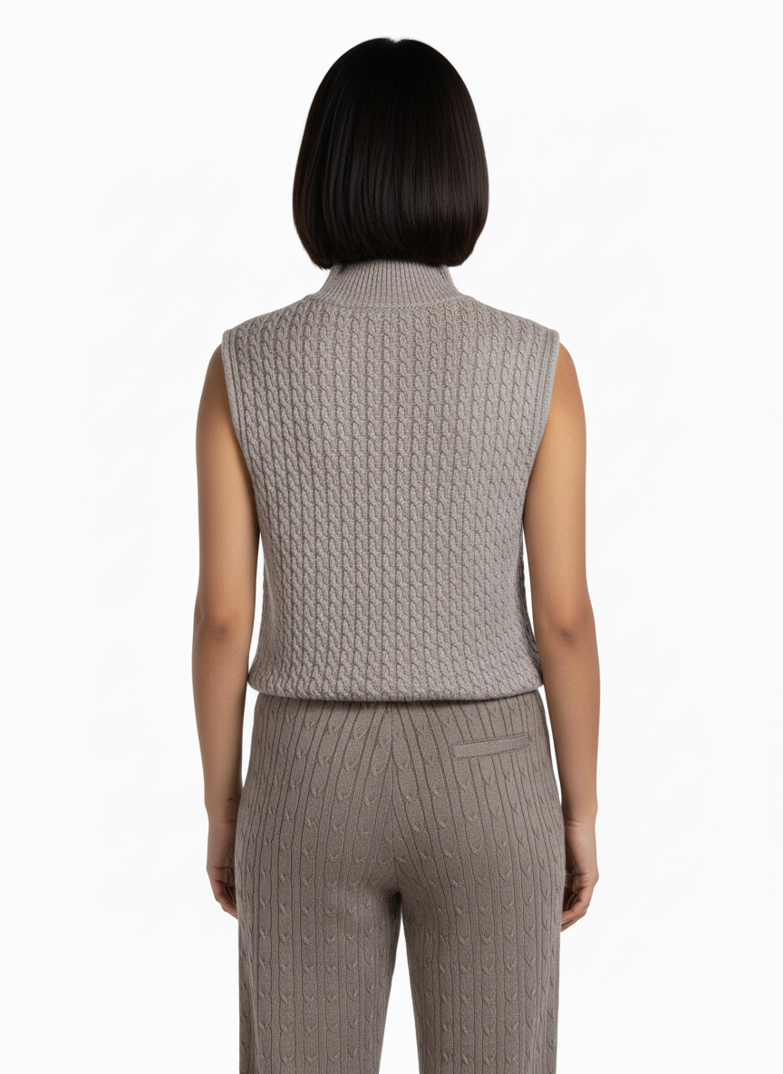 Chaleco gris tipo tejido