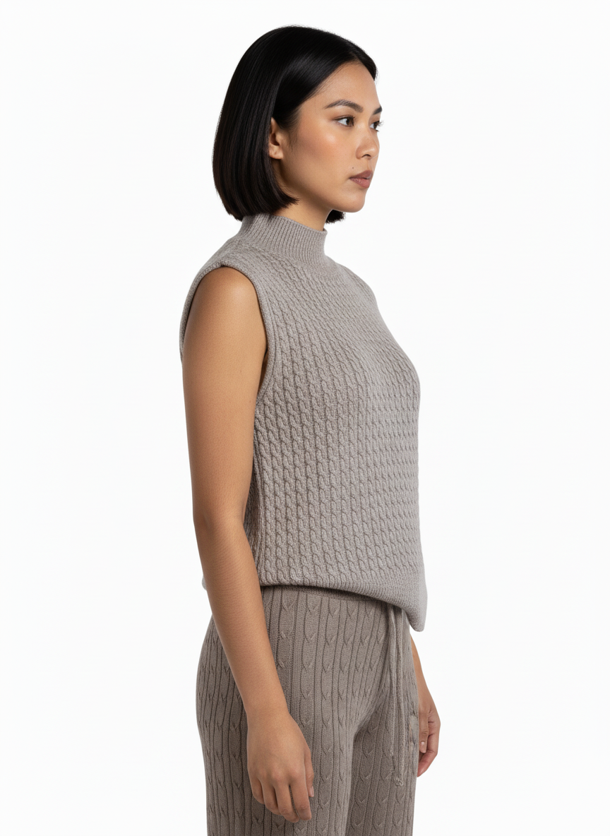 Chaleco gris tipo tejido