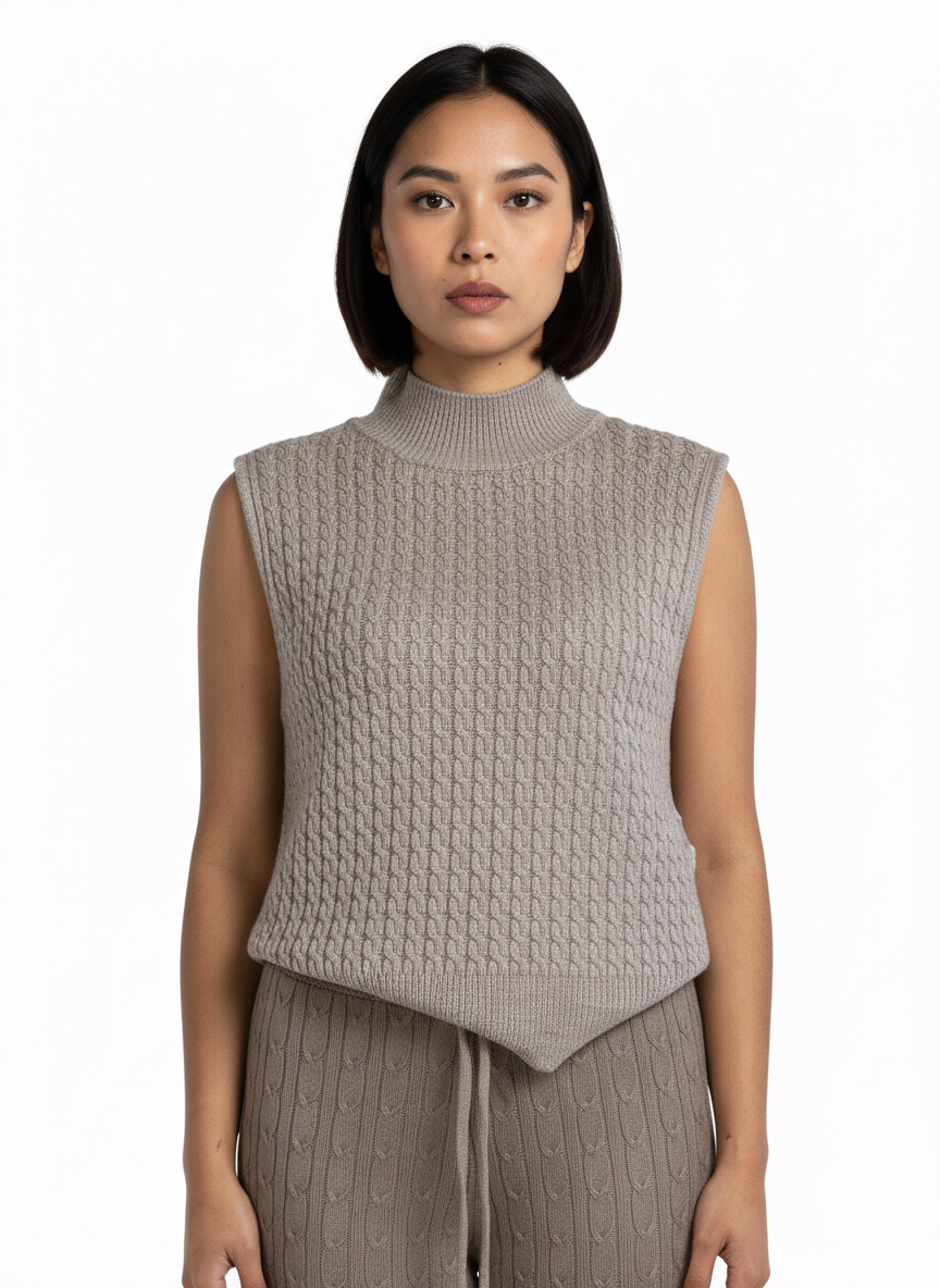 Chaleco gris tipo tejido